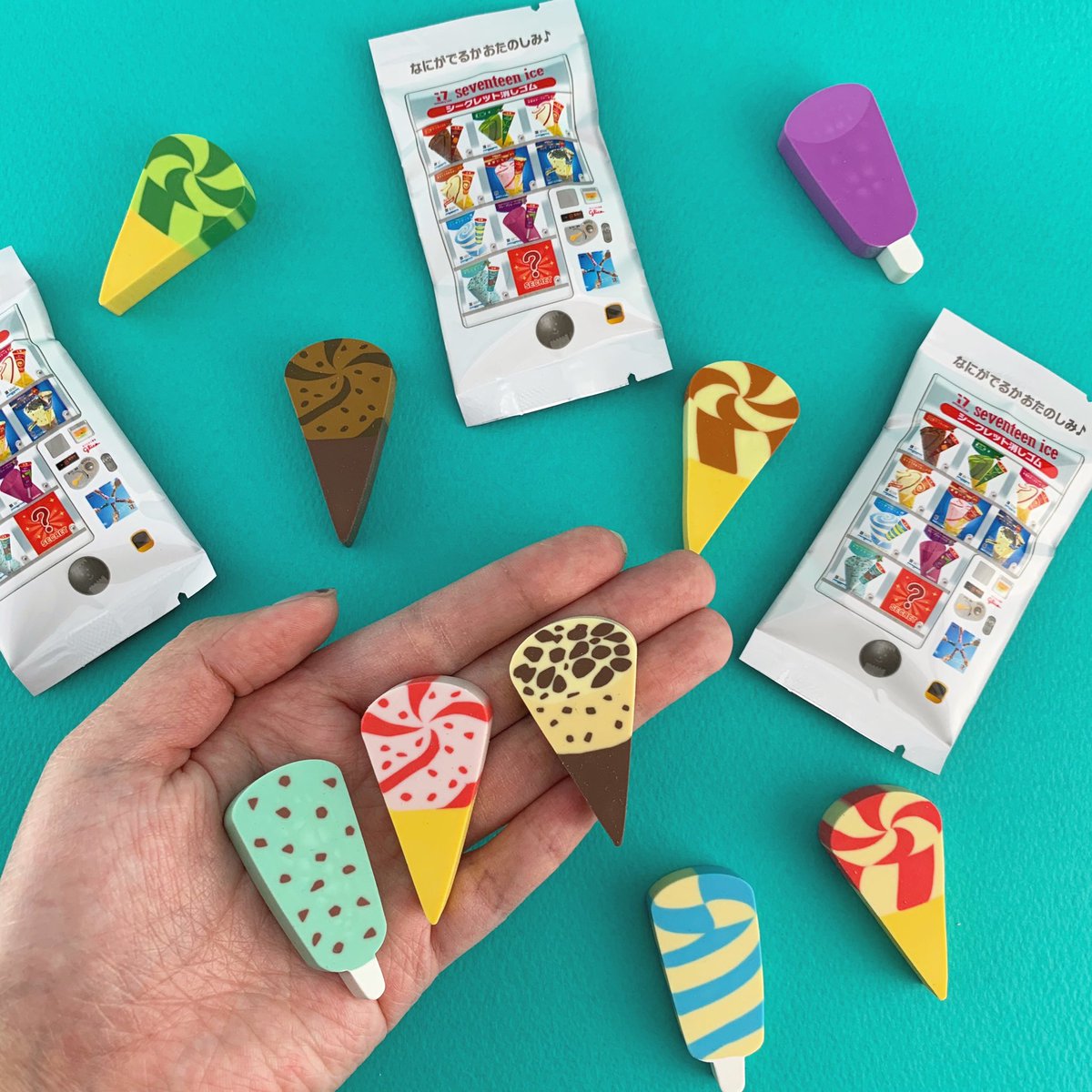 創英ゼミナール 消しゴム アイス色 ⋆⸜ 好評発売中 ⸝⋆ #セブンティーンアイス 消しゴム、手のひら