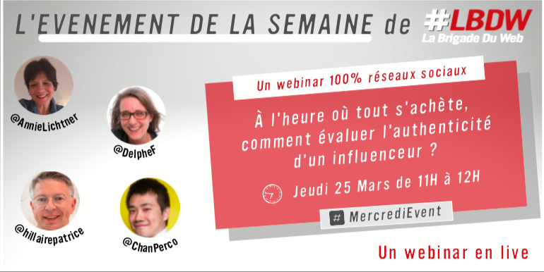 #SaveTheDate🗓️ Évènement à ne pas manquer ce 25/03 @ 11.00📣<a href="/LaBrigadeDuWeb/">La Brigade du Web</a> &amp; <a href="/hillairepatrice/">𝗣𝗮𝘁𝗿𝗶𝗰𝗲 𝗛𝗶𝗹𝗹𝗮𝗶𝗿𝗲</a> nous expliqueront comment évaluer l'authenticité d'un influenceur. 
➡️register.gotowebinar.com/register/53694…
#LBDWLive #LBDW #MarketingInfluence🖥️