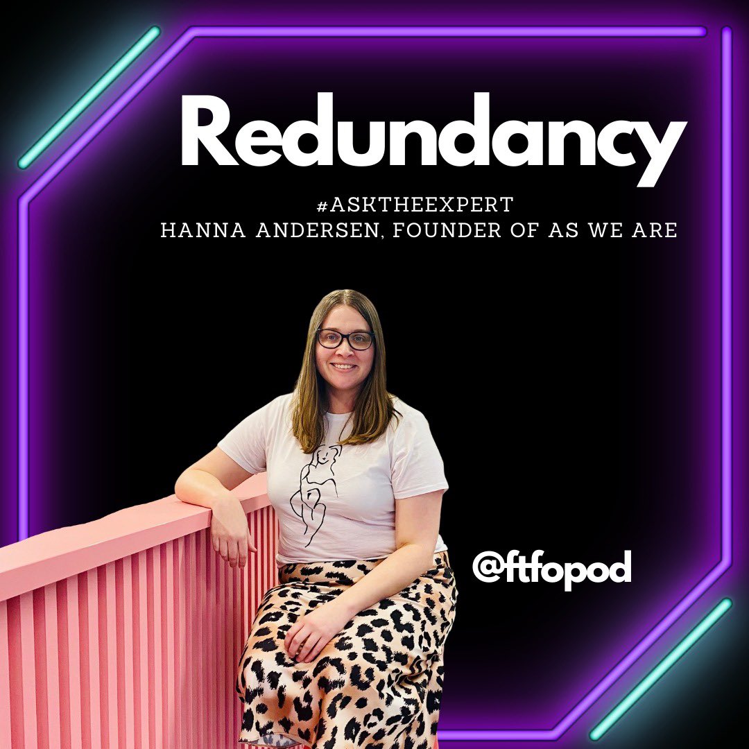 A pretty timely topic this week as #redundancy rates in the UK are set to keep on rising. We talk about our own experiences and then <a href="/hanna_000/">Hana Li</a> from As We Are answers your questions and points out some great resources.

podfollow.com/1363748105

#podcast #work #AskTheExpert