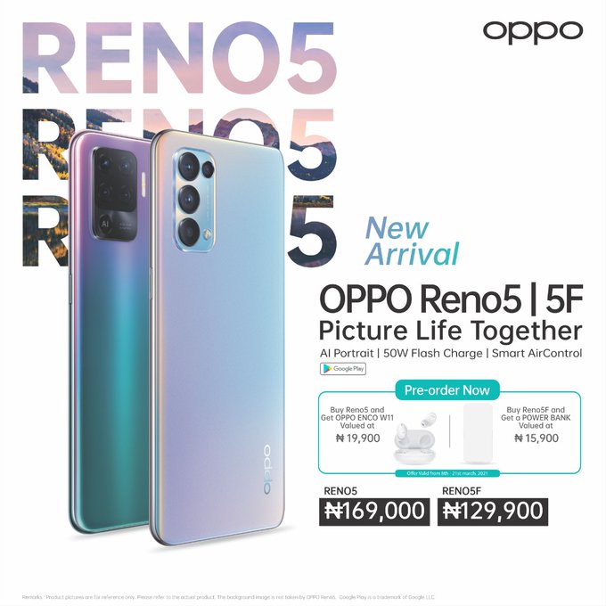 OPPO Reno5 price and Reno5F launched in Nigeria, 