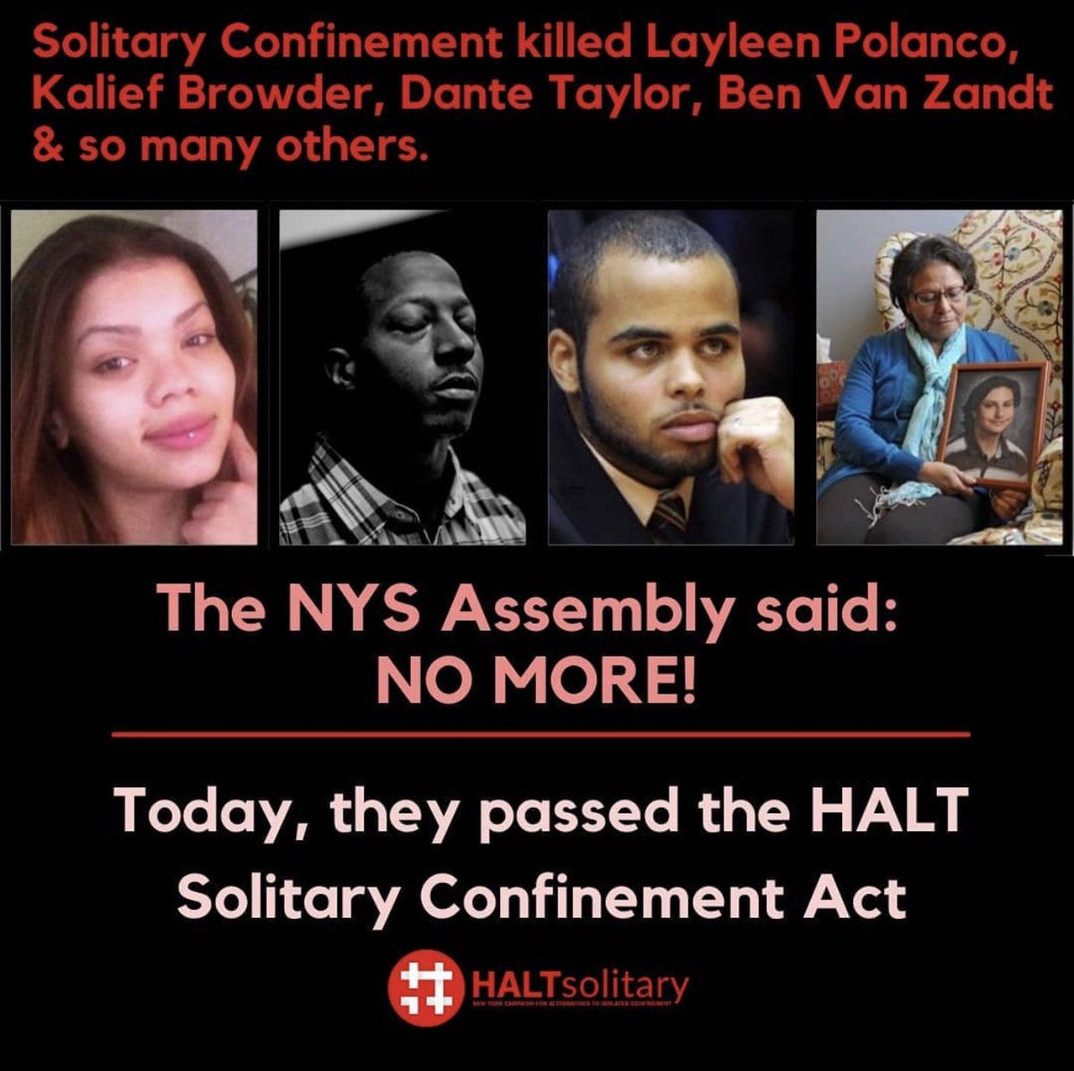 This took a decade of consistent work and some of the most dedicated ( creative at times ) activism - passing the Assembly we are almost there #AbolishSolitary