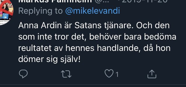 En del av den kommunistiska sekten Svenska kyrkan⁃twitterSatans tjänare
