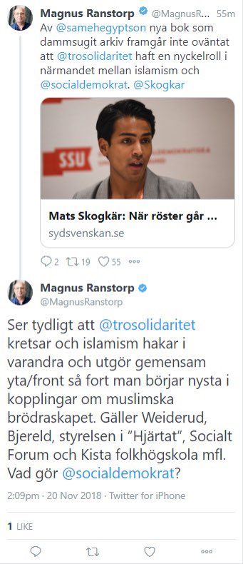En del av fronten för muslimska brödraskapet och dess förtrupp i Sverige- Magnus Ranstorp