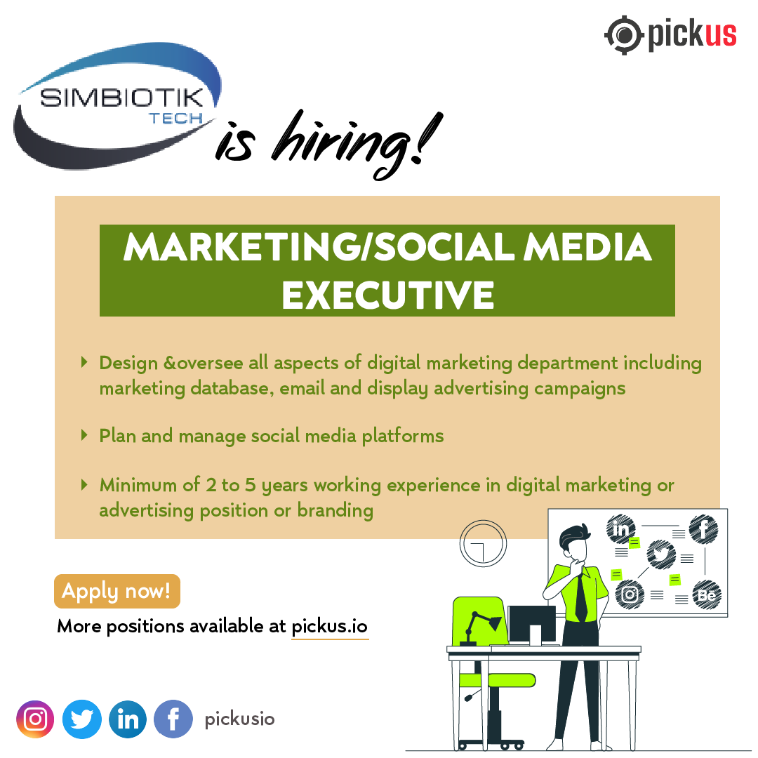 pickusio's tweet photo. Job Vacancy π£π£π£
Marketing/Social Media Executive
Company: Simbiotek Technologies Sdn Bhd
Salary: RM2000 - RM4000
Location: Petaling Jaya, Selangor
Click here to apply https://t.co/m3Ab3PHK6f
#pickusio #maukerja #jawatankosong #hiring #kerjakosong #marketing #socialmedia https://t.co/xPwXSZWKQq