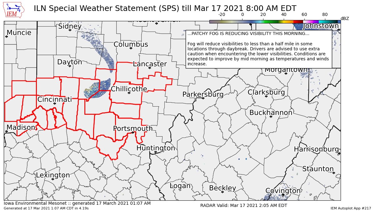 PATCHY FOG IS REDUCING VISIBILITY THIS MORNING for Dearborn, Franklin, Ohio, Ripley, Switzerland [IN] and Boone, Campbell, Kenton, Lewis [KY] and Adams, Brown, Butler, Clermont, Clinton, Fayette, Hamilton, Highland, Hocking, Pickaway... till 8:00 AM EDT https://t.co/f3YBYe40AT https://t.co/WoELc7lgcO