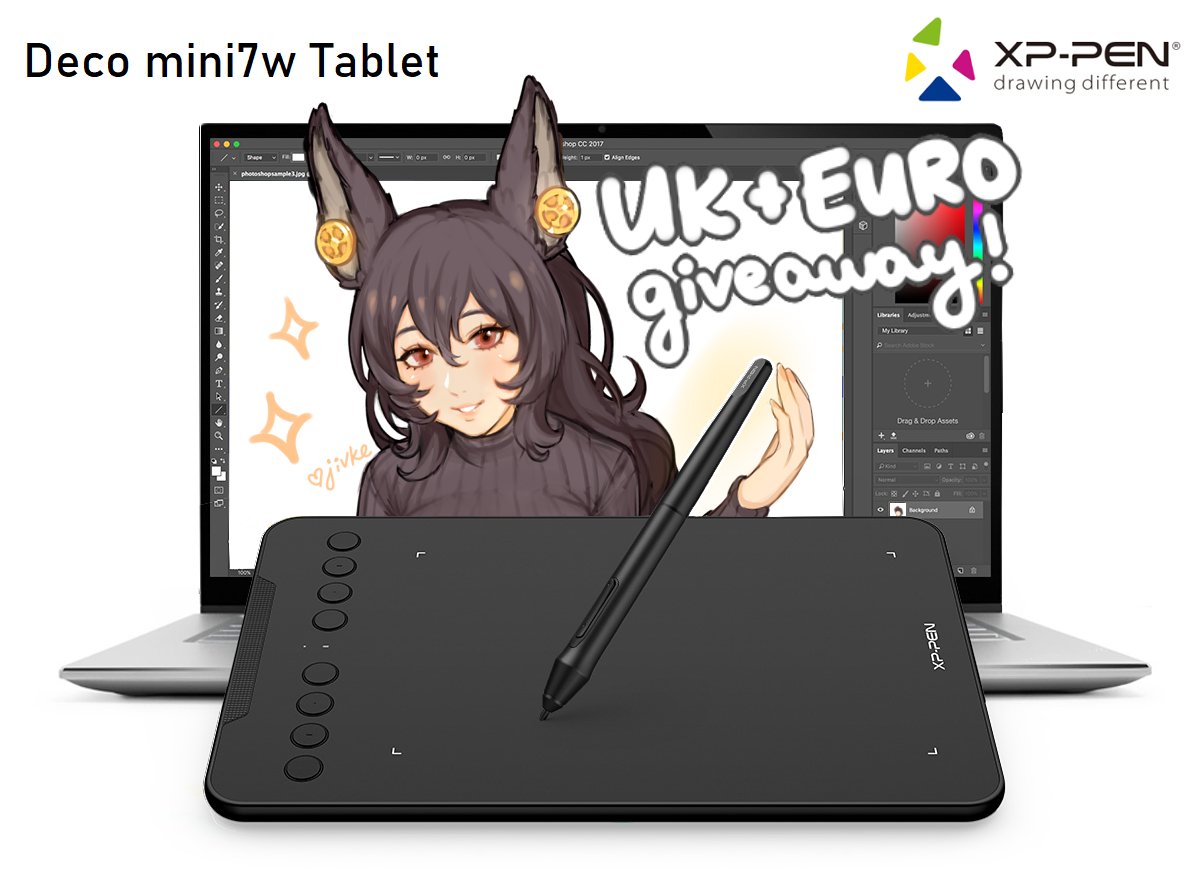 jivke's tweet photo. hello everyone! XP-Pen is sponsoring a giveaway of a XP-PEN Deco mini 7 wireless to my european followers! 🤠

1. must be a resident of the UK/europe
2. follow @xppen_uk and @jivke
3. retweet and tag a friend in the replies!

giveaway ends on march 31st @ 3pm GMT! https://t.co/3nXPfmZm3J