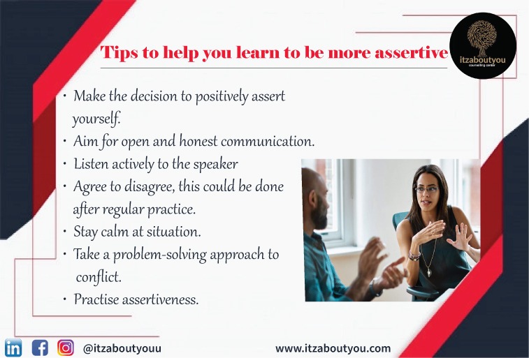 Tips to help you learn to be more assertive
.
.
#assertive #assertivecommunication #communication #assertiveness #selflove #communicationskills  #assertivenessskills #selfcare #mentalhealth #traumarecovery #recovery #assertiveliving #assertivewoman #itzaboutyouu