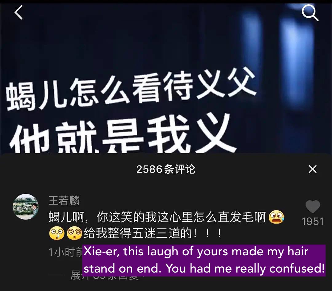 BONUS BONUS: Wang laoshi actually saw an excerpt of the livestream on douyin. And this was his comment