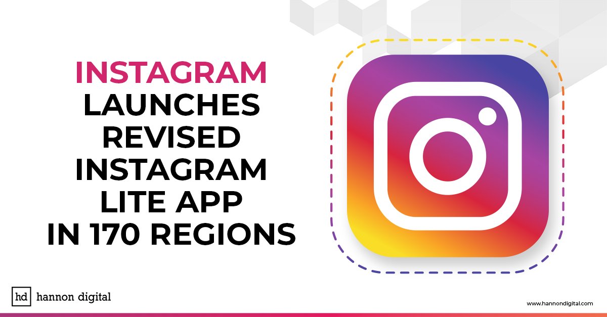 HannonDigital's tweet photo. After first launching the app in India back in December, Facebook has today announced that its revamped Instagram Lite app will enable users in low connectivity regions to utilize most of the features of Instagram in 170 regions.

Source - Social Media Today https://t.co/XO5VOjuLF0