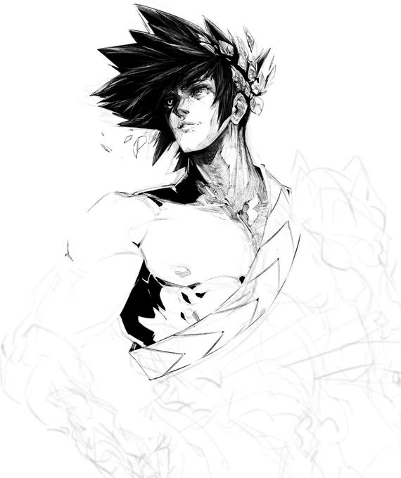 I started somewhat of an ambitious ink/sketch thingy this evening...?

#Zagreus #HadesGame 
