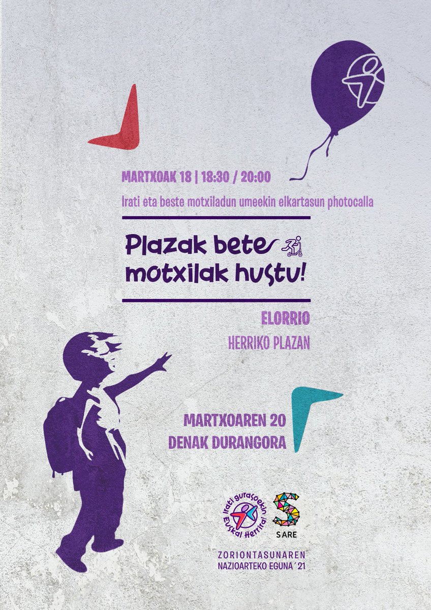LABDurangaldea's tweet photo. #MotxiladunUmeak #UmeenEskubideak
#Gurasoekin #Herrira
🎈Larunbatean plazak bete, motxilak hustu, ateak ireki etorkizunari! 💜
Denon artean, espetxe politika irauliko dugu!!✊🏾✊🏻
#GurasoekinEtxera ‼️
👉 Durango
👉 Elorrio
👉 Zornotza https://t.co/HNhgTPHtch