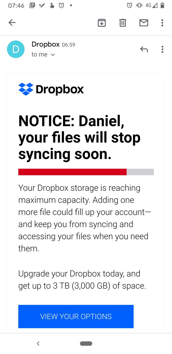 Wow... This is a dark UI pattern here to get users to upgrade their Dropbox accounts.