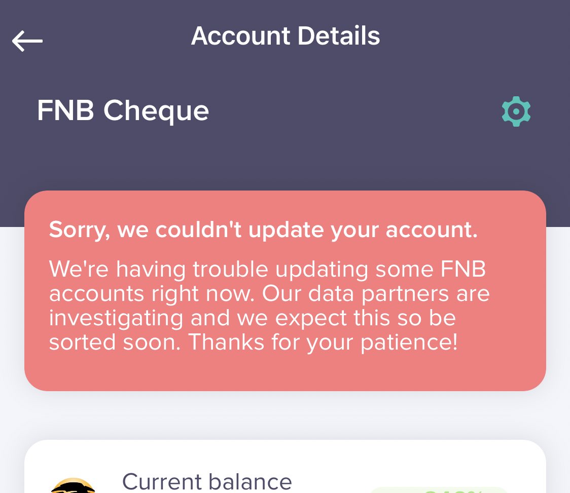 GetDownAdam's tweet photo. @22seven What’s up with FNB accounts at the moment? Any ETA of a fix? https://t.co/cXN3DnCgde