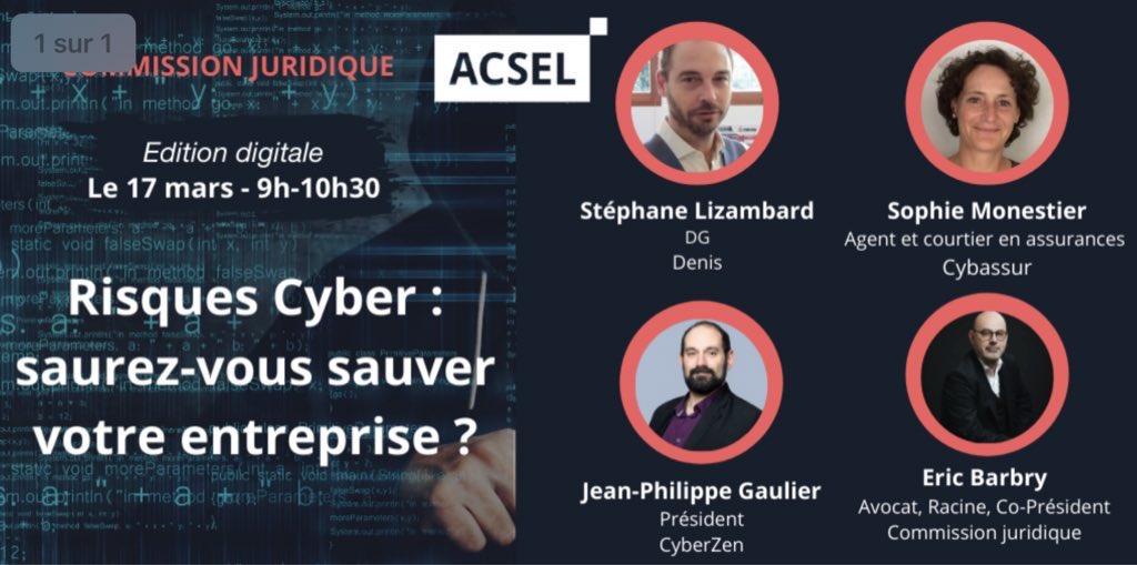 ⌚️Top départ pour la conférence sur les risques Cyber ! <a href="/AcselDigital/">Acsel</a> #acsel #CyberSecurity #webinar