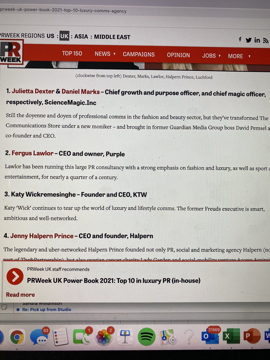 Humbled. Thank you @prweekuknews @dannyrogers2001 for recognising the work of KTW. Most importantly thank you to my team, collaborators and incredible clients for enabling me to do what I love daily, bringing together arts, culture and luxury to make a more art responsible world