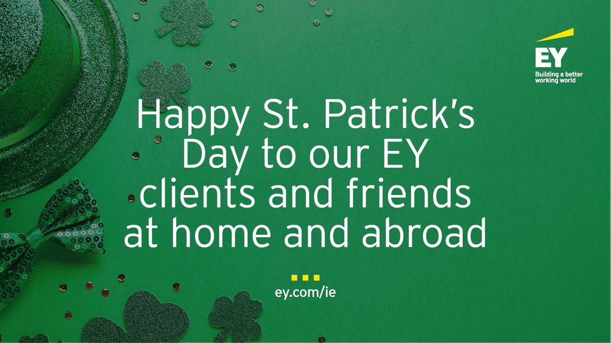 LillywhiteTara's tweet photo. Wishing everyone a safe and relaxing St. Patrick’s Day 2021 wherever you may be from all of us at EY. Lá Fhéile Pádraig sona daoibh go léir. https://t.co/KOb2gnAjS8