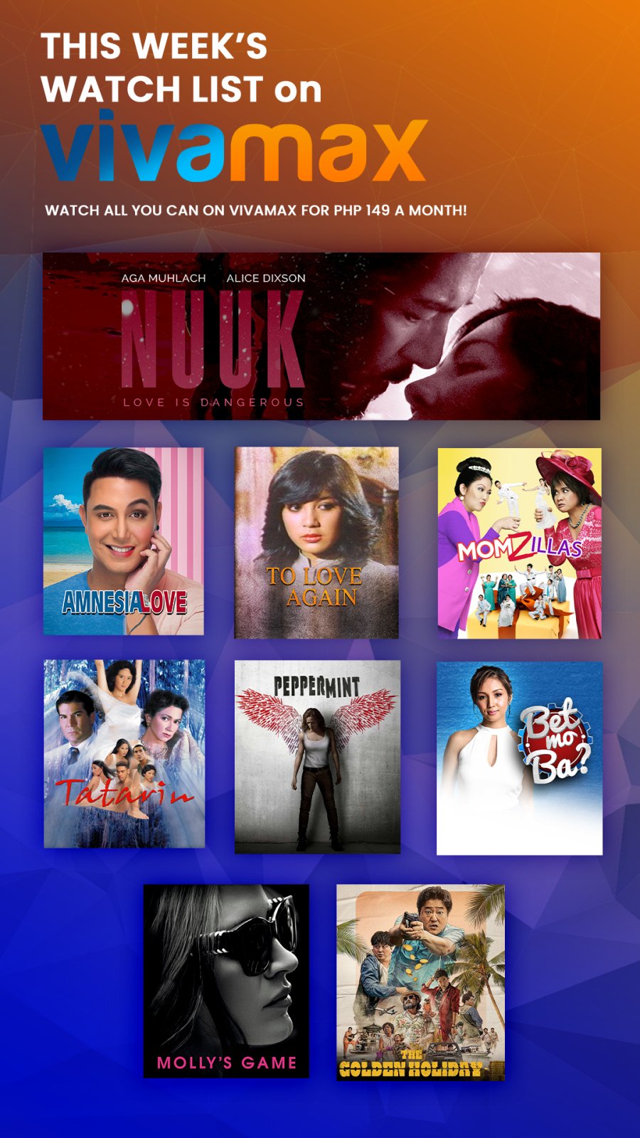 Vivamax on X: We're bringing you thrill and laughter in this week's Watch  List on Vivamax! Watch the reunion movie of Aga Muhlach and Alice Dixson in  #Nuuk, directed by Veronica Velasco.