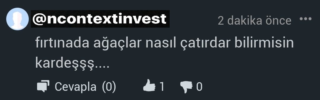 fırtına da ağaçlar nasıl çatırdar ?

#bist100 #altın #sise #egeen #ekgyo #usdtry #petkim #tupraş #golts #tskb #gözde #rtalb #maktk #thyo #glryh #yesil #esen #kartn #odas #hubvc #sasa #kontr #gozde #ındes #bayrk