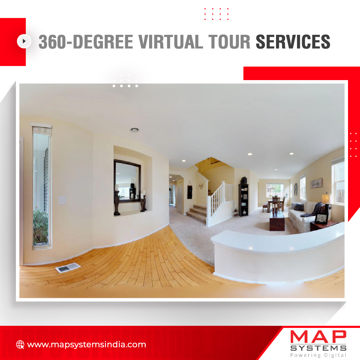 MapSystemsIndia's tweet image. Get high-quality and expertly crafted virtual tours at MAP Systems. With our 360-degree virtual tours, your customers can get the sense of being present in any space.  
bit.ly/2Q4MEWS
#360DegreeVirtualTour  #RealEstateImageEditing