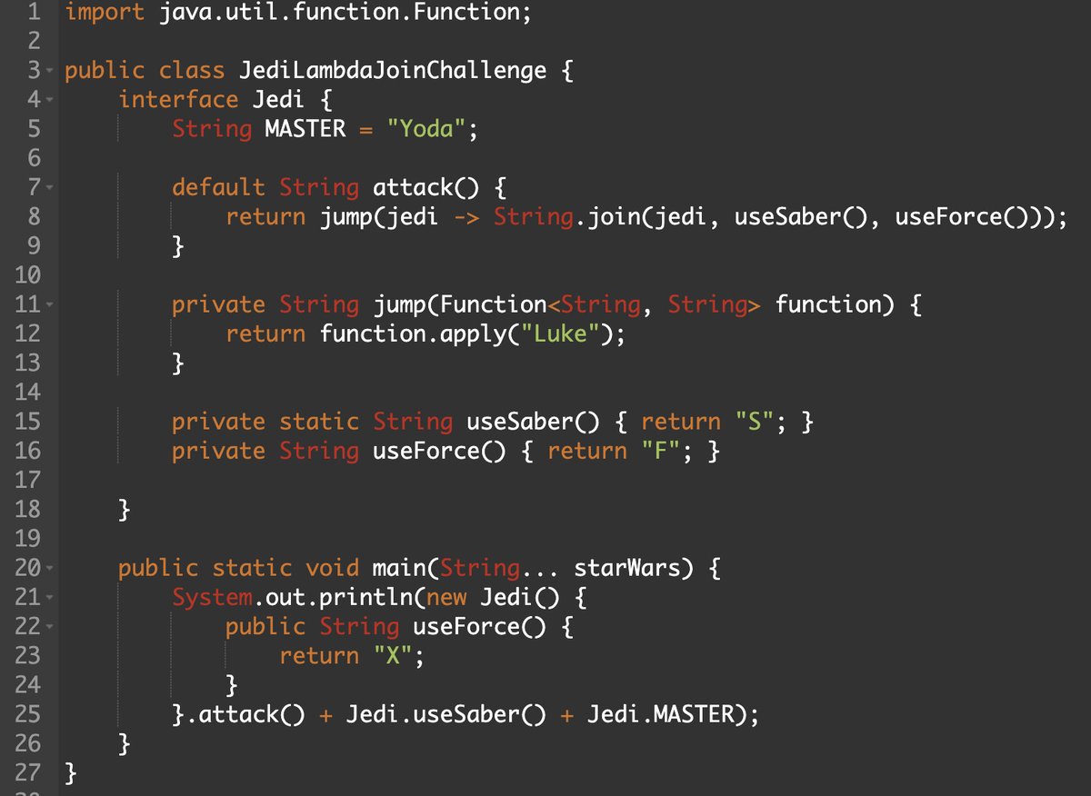 RafaDelNero's tweet image. Learning main @Java concepts by having fun is awesome, right? The #JavaChallenges provide that for you, this challenge is about lambdas.
#100DaysOfCode
There are also private interface methods, did you know this is possible since #Java9? Try it out:
bit.ly/3ewBzbv