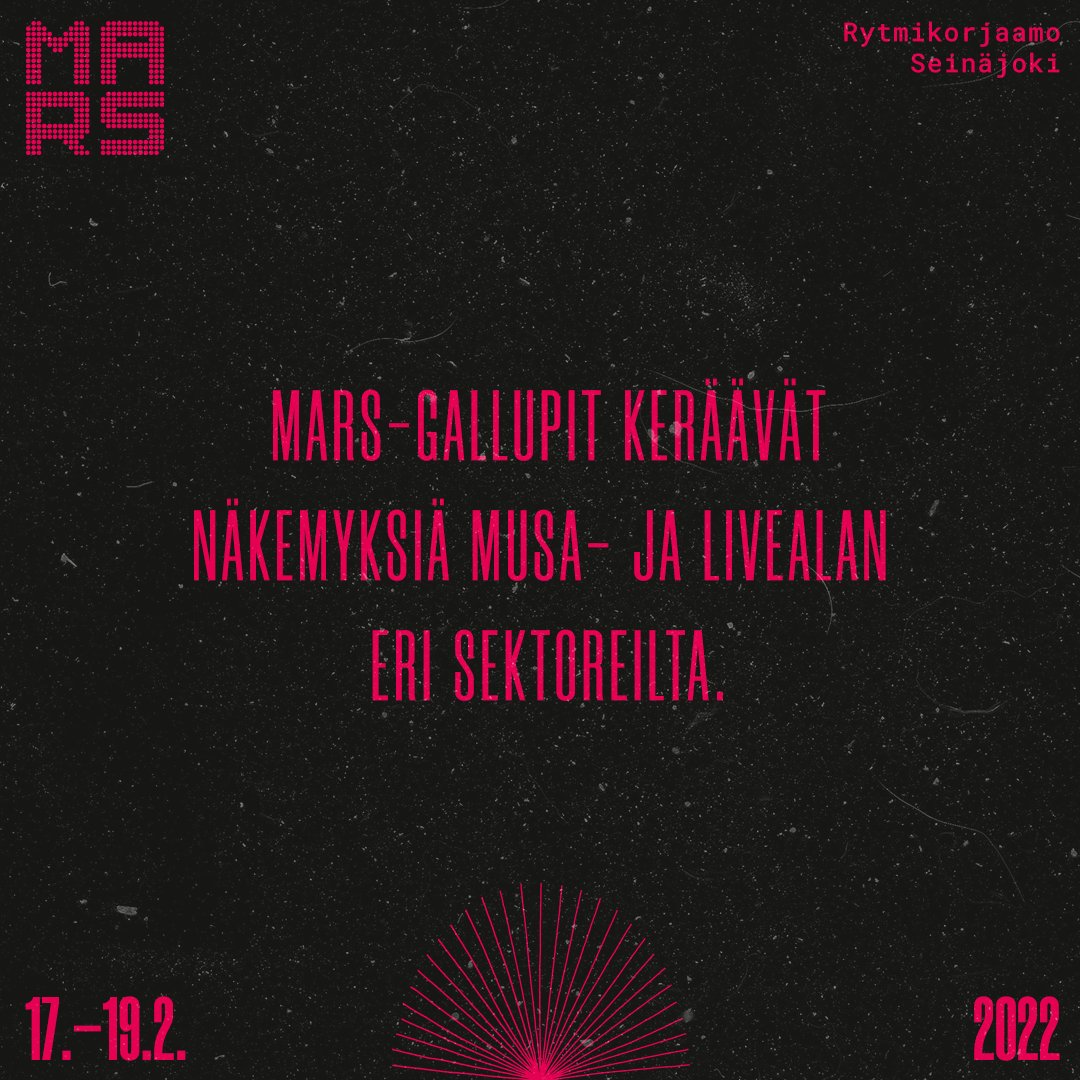 MARS julkaisee kevään aikana kirjoitettua ja äänitettyä sisältöä - haastatteluja, gallupeja, tutkimustietoa ja podcasteja siitä, millaisessa muuttuneessa maailmassa musiikki- ja tapahtuma-ala elää nyt ja tulevaisuudessa. #MARS2021spesiaali