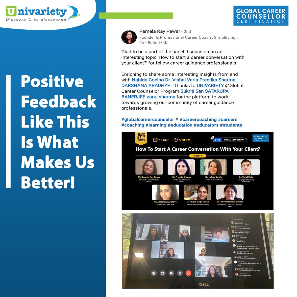 It’s an overwhelming feeling when our efforts to enhance the journey of career counselling professionals is received so well! <a href="/NahidaC4/">NahidaCoelho</a> <a href="/Univariety/">Univariety</a> 
#CareerDevelopment #career