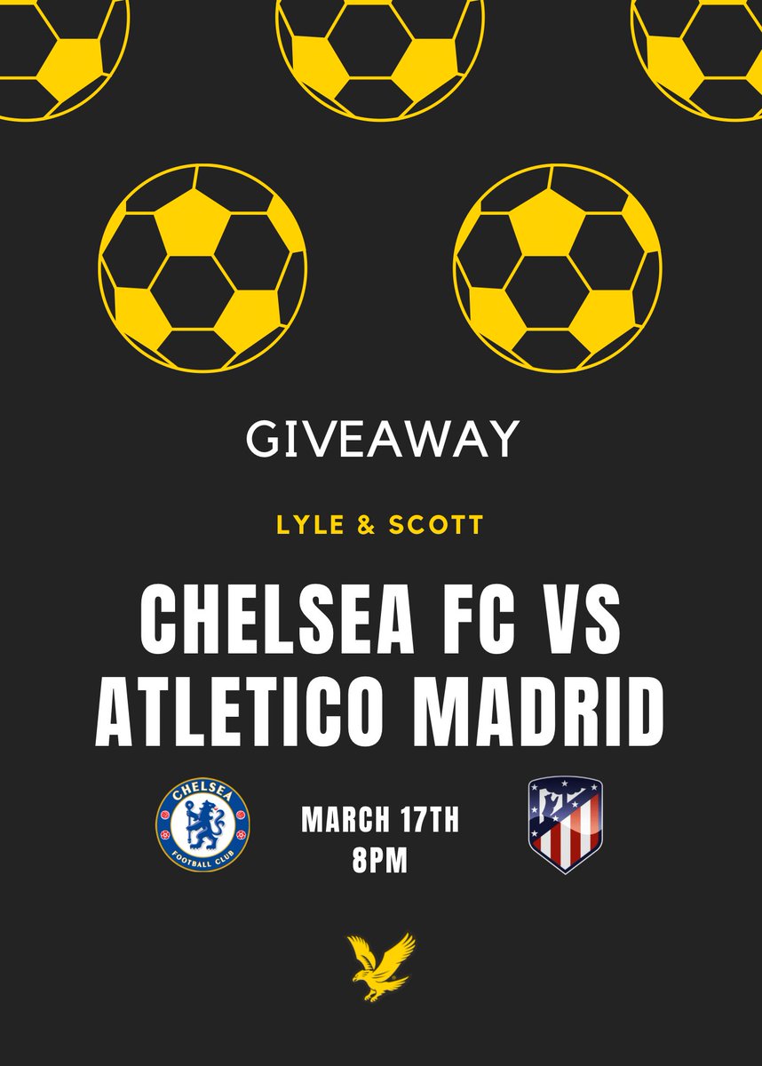 Lyle_and_Scott's tweet photo. If @ChelseaFC win tonight vs @atletienglish, we'll give away 1 full outfit of your choice 🙌🦅

To enter:
🦅 Follow us
🦅 Retweet this tweet

Good luck!

#UCL #CHEATM #Giveaway https://t.co/SXGnEqgUxN