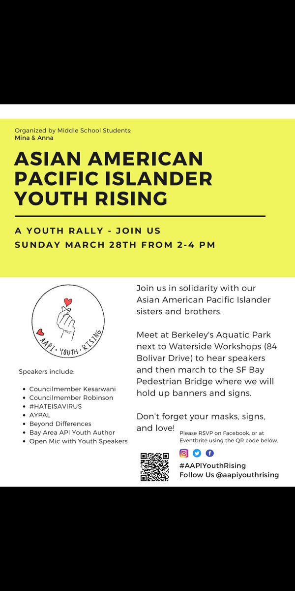 RashiKesarwani's tweet image. Hateful violent attacks on our #AAPI community &amp;amp; now murder of AAPI women are heartbreaking.

Pls join me on 3/28 to take a stand against the horrifying uptick in hate crimes &amp;amp; violence against our AAPI community.

Pls wear 😷 &amp;amp; bring signs of ❤️ for our AAPI brothers &amp;amp; sisters.