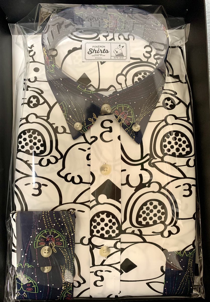 #ポケモンシャツ 届いた! 基本ゴクリンで、襟・ポケット・袖口はドクケイルの毒タイプな感じにしてみた 可愛いぞ 嬉しいね 