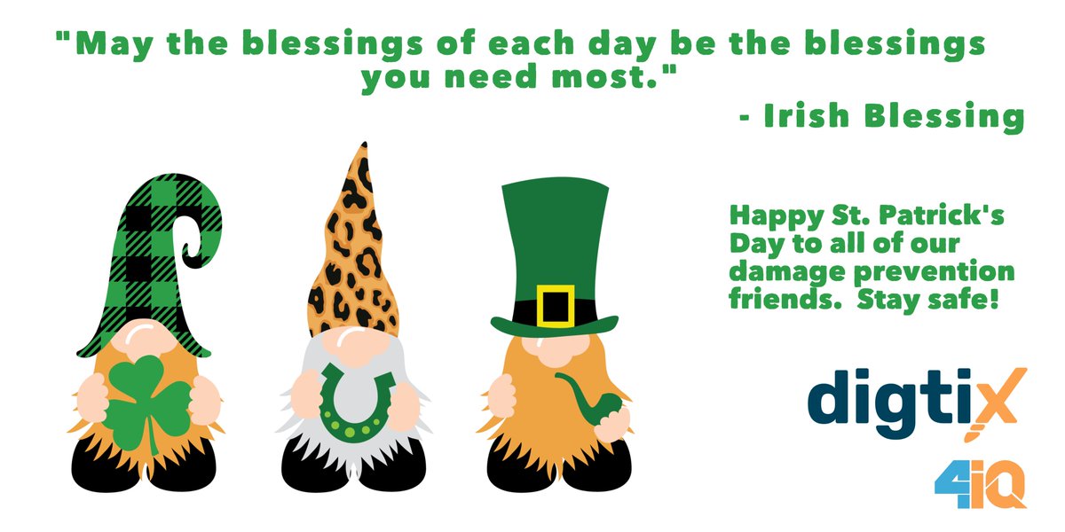 4IQsolutions's tweet image. Happy St. Patrick&apos;s Day to you all!  Cheers!!
 #damageprevention #call811 #callbeforeyoudig