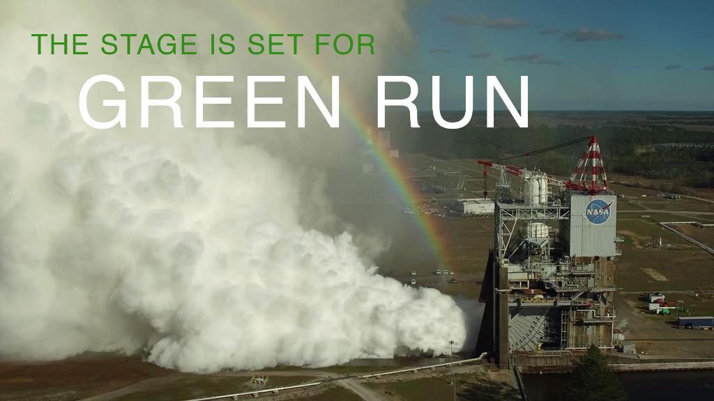 The core stage for the first flight of NASA’s Space Launch System rocket is seen in the B-2 Test Stand during a hot fire test, Saturday, Jan. 16, 2021, at NASA’s Stennis Space Center near Bay St. Louis, Mississippi.
