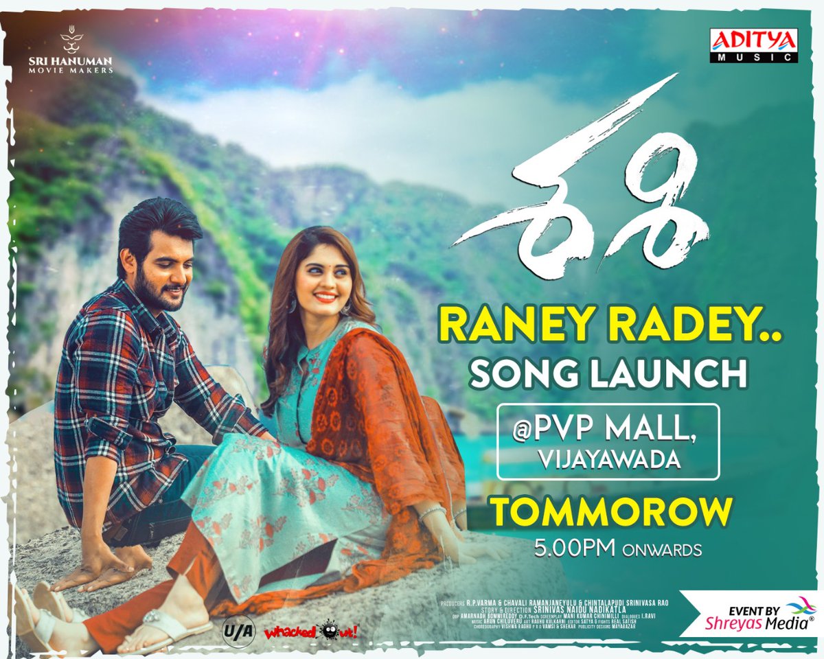 Shreyas Media (@shreyasgroup) on Twitter photo #RaneyRadey A Breeze Song From #Sashi Is Going To Launch By Tomorrow <a href="/PVP/">pvp</a> Mall, Vijayawada
From 5PM Onwards
#EventByShreyasMedia
#AadiSaiKumar <a href="/Surbhiactress/">Surbhi</a> @rashis276 <a href="/Arunchiluveru/">Arun Chiluveru</a> <a href="/SNaiduNadikatla/">Srinivasa Naidu Nadikatla</a> <a href="/rpvarmadatla/">rpvarmadatla</a> <a href="/SHMovieMakers/">Sri Hanuman Movie Makers</a> #RaneyRadey A Breeze Song From #Sashi Is Going To Launch By Tomorrow <a href="/PVP/">pvp</a> Mall, Vijayawada
From 5PM Onwards
#EventByShreyasMedia
#AadiSaiKumar <a href="/Surbhiactress/">Surbhi</a> @rashis276 <a href="/Arunchiluveru/">Arun Chiluveru</a> <a href="/SNaiduNadikatla/">Srinivasa Naidu Nadikatla</a> <a href="/rpvarmadatla/">rpvarmadatla</a> <a href="/SHMovieMakers/">Sri Hanuman Movie Makers</a>