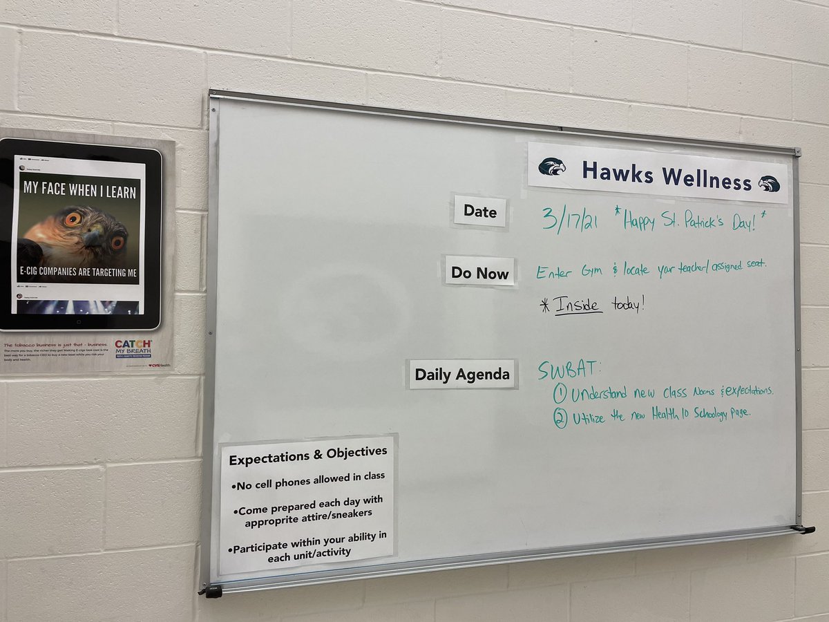 HawksWellness's tweet photo. It feels GREAT to have our CTE students back in person, and be down in our space once again! The gym may not look like it usually does, but we are ready to welcome our wellness classes back! https://t.co/XxHg0D4RFi