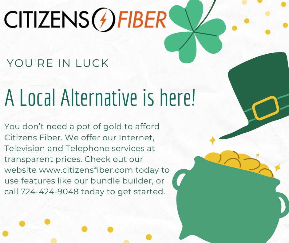 CitizensFiber's tweet photo. Happy Saint Patrick's Day! https://t.co/gM8xGYX3T1