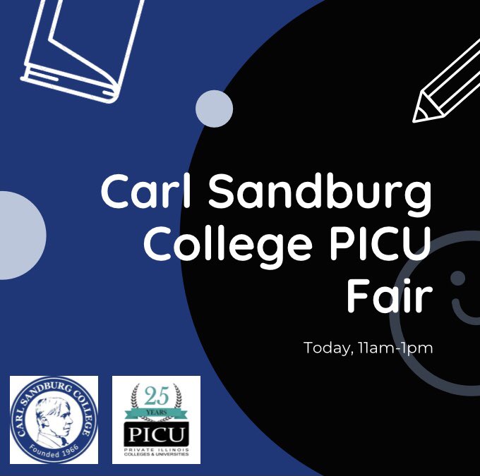 PICUonline's tweet photo. @sandburg students, we’re hosting a virtual fair for you today 11-1! Learn about your transfer options after Carl Sandburg! The zoom link is available on our Facebook event. See you there! https://t.co/muRxqJYL9N