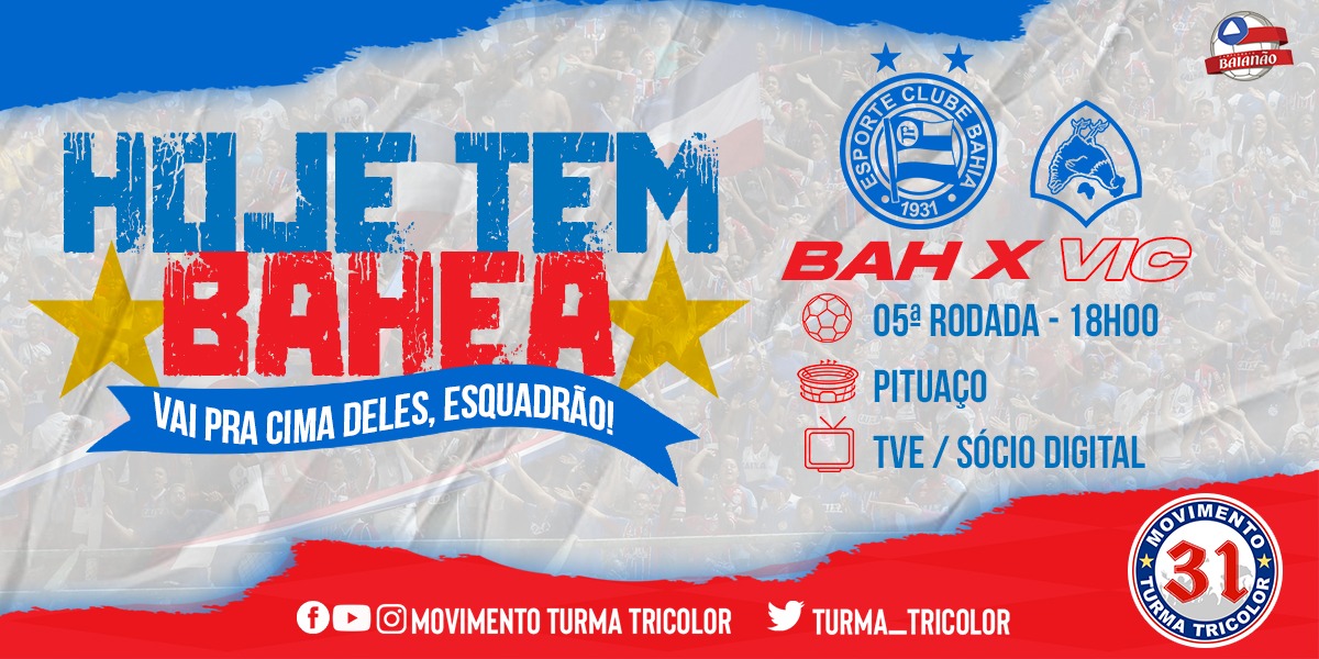 turma_tricolor's tweet photo. Mais um clássico, agora em nossos domínios e pelo Baianinho. Que os homens que hoje estarão em campo saibam o PESO que é jogar no Bahia. Independente de quem jogue, queremos o triunfo custe o que custar.
#BBMP #Bahia #Bahea #BAvice https://t.co/iQ2QJXmWB8