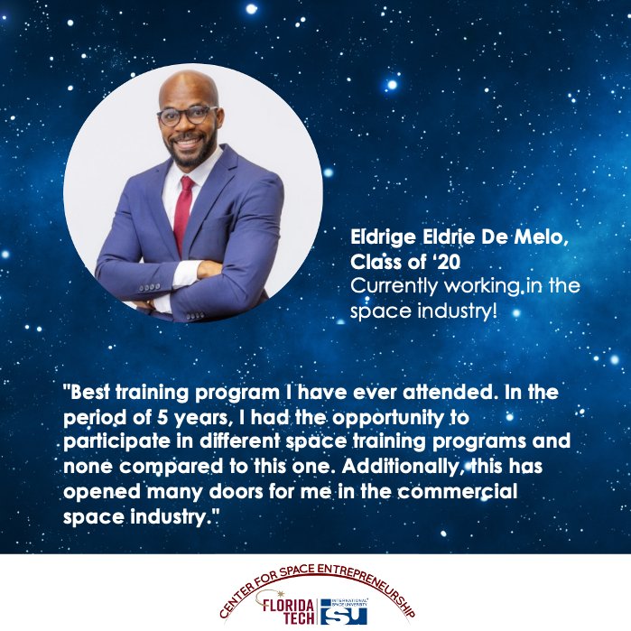 Our grads continue to inspire us in launching their #commercialspace careers! See what Eldrige, class of ‘20 alum, has to say about the #ISUCSE Graduate Certificate Program. Join like-minded scholars that share passions for #space #entrepreneurship &amp; more: fit.edu/isucse