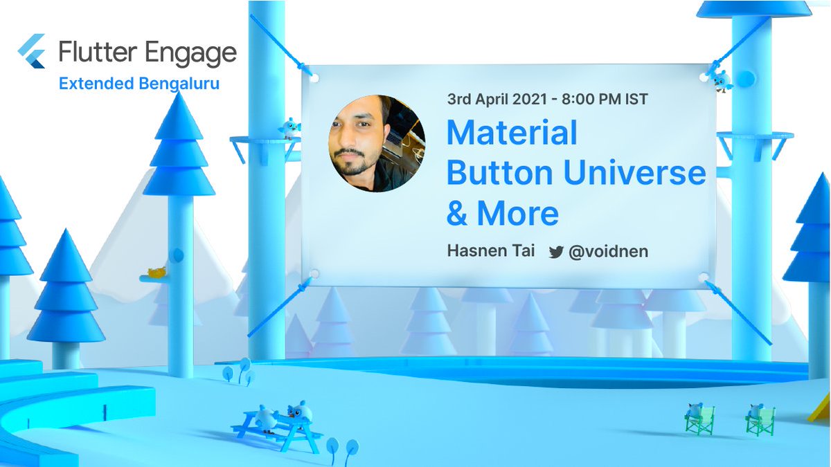 FlutterBLR's tweet image. Hey #flutterians!
Time to welcome our next speaker @voidnen for #FlutterEngageExtendedBLR.
Know more about Flutter 2.0 widgets related to Material Button Universe & More!
#FlutterEngage #Flutter