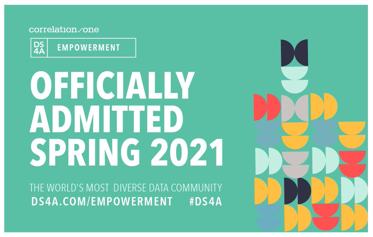 codee_black's tweet photo. Happy to announce that I have been accepted to the DS4A Spring 2021 cohort. I am honored to have this opportunity and I’m excited to see what these 13 weeks bring.
#CorrelationOne #DataScience #ArtificialIntelligence #MachineLearning #BlackTechTwitter
#BlackinTech https://t.co/r85imK71Wn
