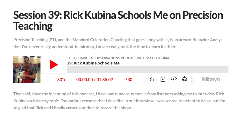 GAPublishingCo's tweet photo. #Throwback: podcast episode w/ @behavioralobservations! In this ep., Dr. @RickKubina, BCBA-D covers the basics of Precision Teaching, why the Standard Celeration Chart is a superior measurement tool, and answers numerous listener questions. Listen here! https://t.co/Vt9lAxmuBi https://t.co/8gyZ7nMHWj