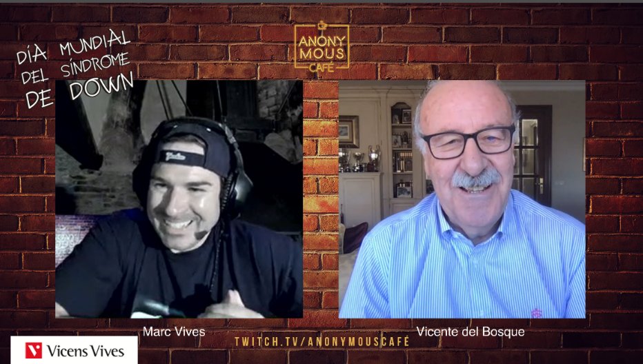 Entrevista de Vicente Del Bosque en el canal de Twitch anonymouscafe. El domingo se celebra el 'Día Mundial del Síndrome de Down'. ¡Podeis volver a ver el directo aquí! 🙂 Gracias Vicente!
twitch.tv/videos/9525372…