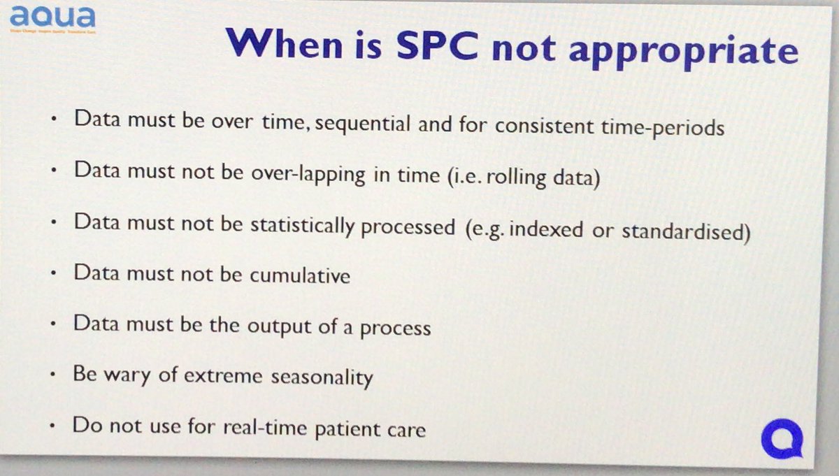 SiWickhamNHS's tweet photo. Not all #data is appropriate for an #SPC chart. @PaulHawgood takes our #MeasurementMasterclass group through some of these situations. @Aqua_NHS https://t.co/qDLywf9uzu