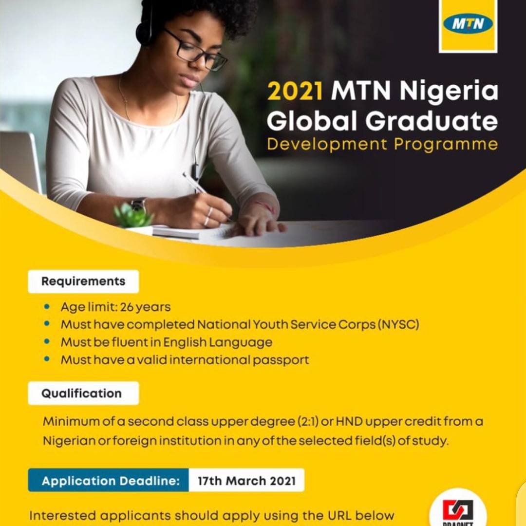 isaacolusadek's tweet photo. 2021 MTN-NIGERIA GLOBAL 🎓 GRADUATE DEVELOPMENT PROGRAM.

Apply immediately because the portal is closing by 11.59pm today.

Use the link below to complete your application immediately.

Share this with someone qualify.

https://t.co/2SU5ZqrMVS
OR
https://t.co/SIDZSpF8hE https://t.co/wnSIbz8EBU