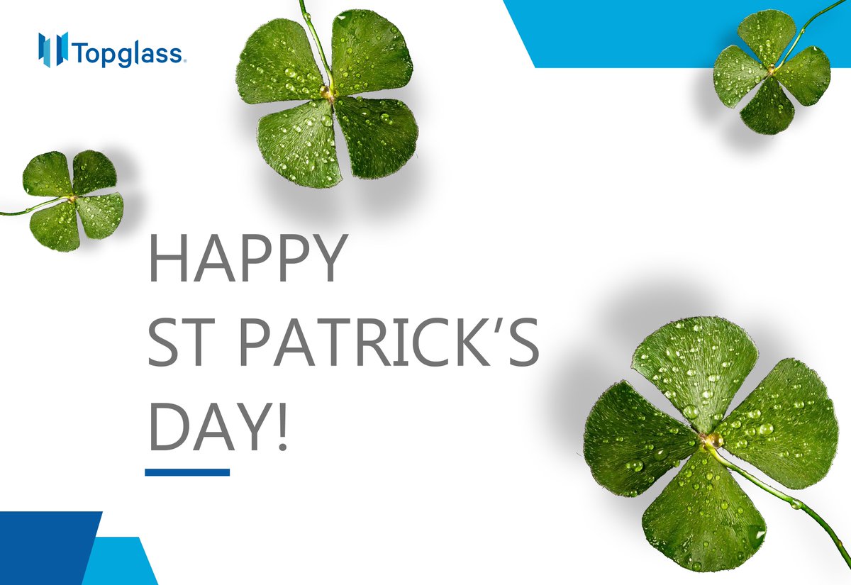 Happy St Patrick's day to our colleagues, customers and business partners from everyone at Team Topglass! 

Our office will be closed today, 17th March, and will reopen on the 18th March.

#stpatricksday #stpatricksday2021 #happystpatricksday