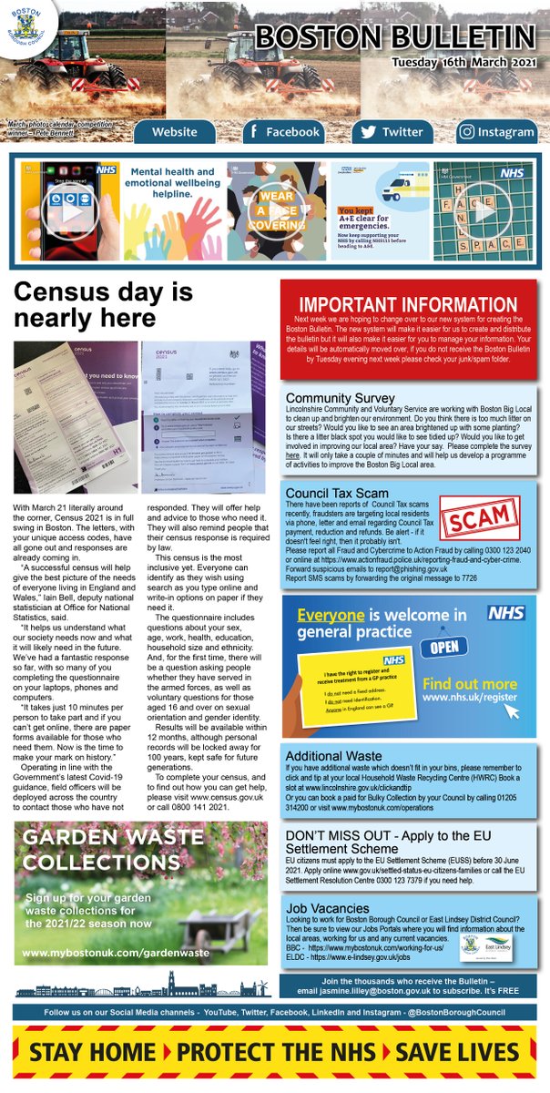 Bostonboro's tweet photo. The Boston Bulletin is out! Read here https://t.co/Kv4bOjJyQZ or subscribe to jasmine.lilley@boston.gov.uk and never miss out! #news #bostonbulletin #BostonBoroughCouncil https://t.co/KGuriRYJ0y