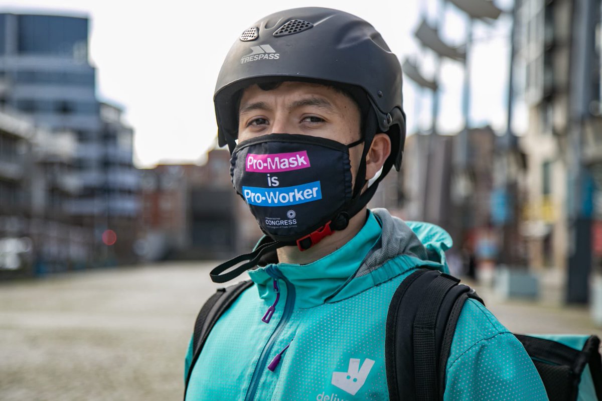 SIPTU's tweet photo. Thank you to all workers who are working on St. Patrick’s Day like Gabriel, a Deliveroo Rider and proud SIPTU member. 

#StaySafe #ProMaskProWorker https://t.co/W9w5CpJGoh