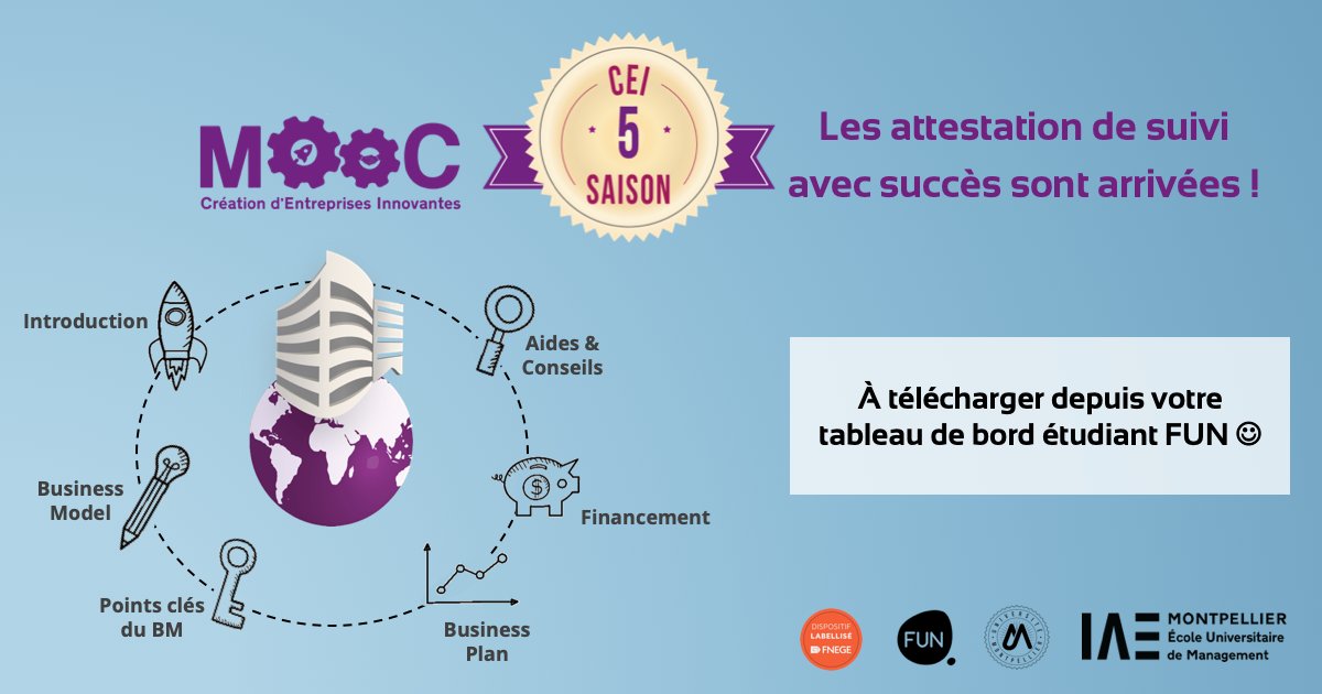 Les attestations de suivi avec succès du MOOC sont arrivées ➡️à télécharger depuis votre tableau de bord <a href="/FunMooc/">France Université Numérique</a>! 
🏆Bravo aux participants du jeu concours. Les lauréats seront dévoilés à partir de mi-avril 🥁