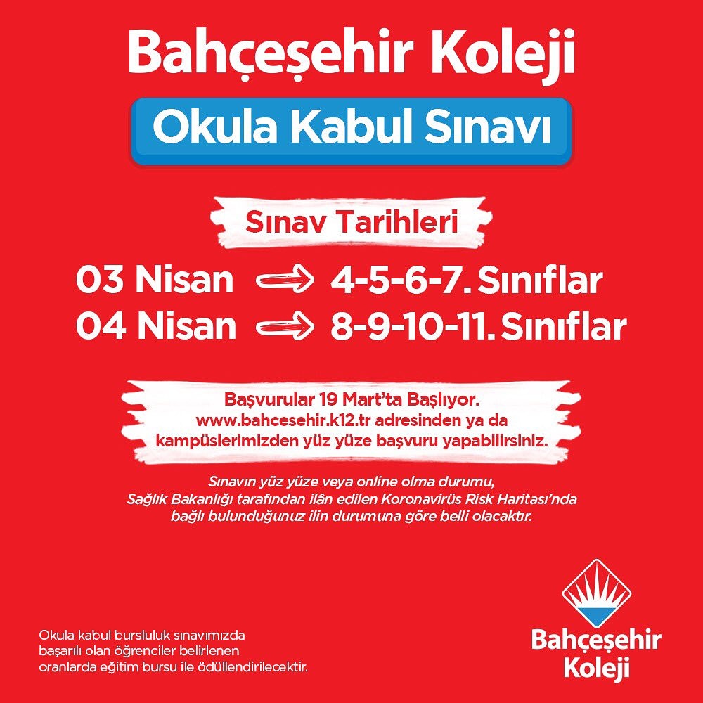 🎯Hayal ettiğin geleceğe doğru yerden başlamak #SeninTercihin

Bahçeşehir Koleji “Okula Kabul Sınavı”Başvuruları 19 Mart’ta Başlıyor!

#bahçeşehirkoleji