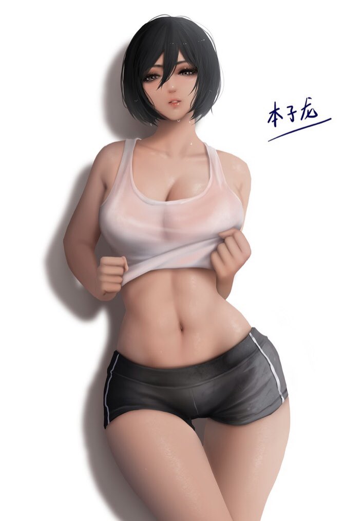 you walk in on mikasa in the gym and she’s wearing this

“hm? oh hey”