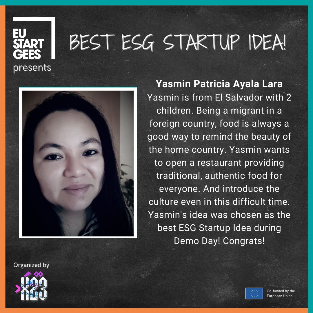 Congrats to Yasmin Ayala, who was chosen as the best ESG Startup Idea during the demo day!! The idea is illuminated, we are sure with resilience and the support, you will all have great success in realising your ideas! Watch the full video here: youtube.com/watch?v=SH9Epe…